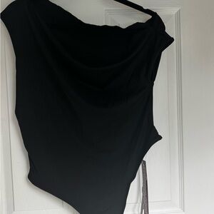 Missguided Black and Gray Graphic Bodysuit